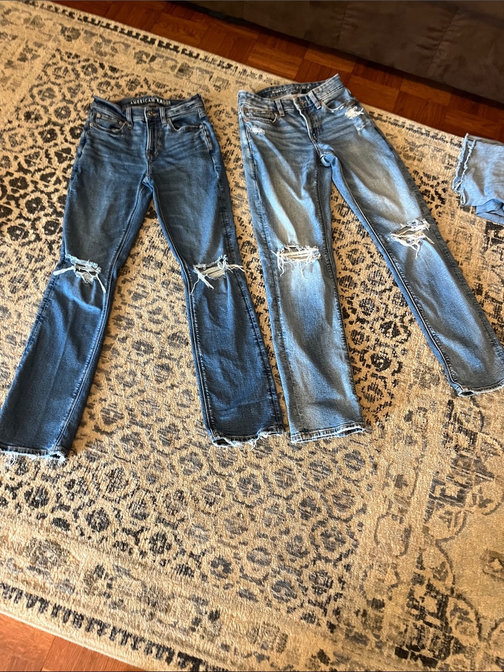 American Eagle Outfitters Distressed Blue Flare & Wide Leg Jeans